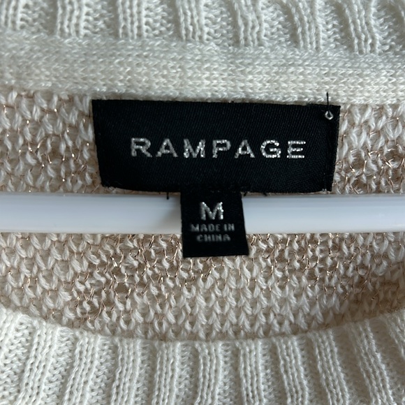 Rampage Sweater Knit Top Women Medium Long Sleeve with Champagne Shimmer Stars - Picture 5 of 8
